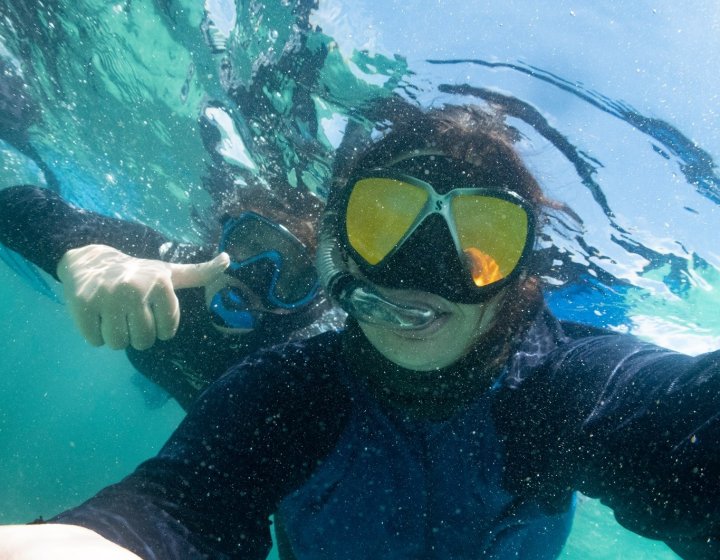 Two divers in the Galapagos