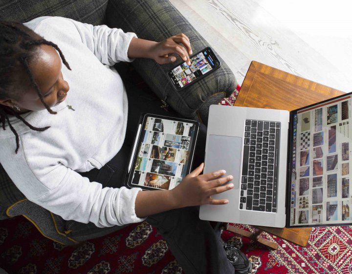 Online student at laptop