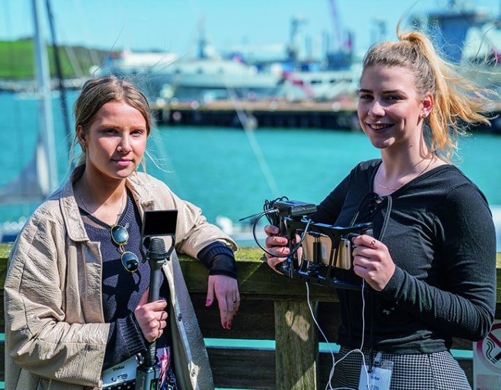Sports Journalism Students at Falmouth Harbour 
