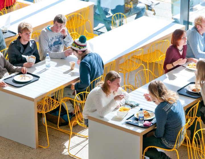 Penryn Campus Stannary interior with students dining