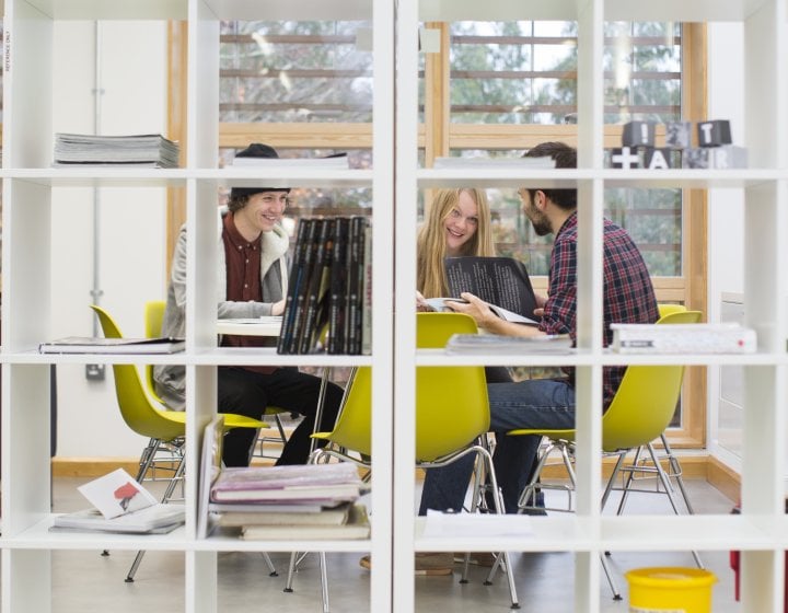 Graphic design students working