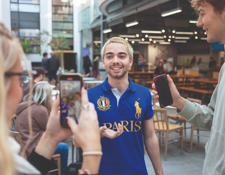 Writing, Journalism & Advertising students on street