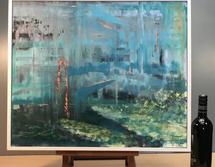 Colourful Fine Art painting which is an abstract portrayal of Dungeness