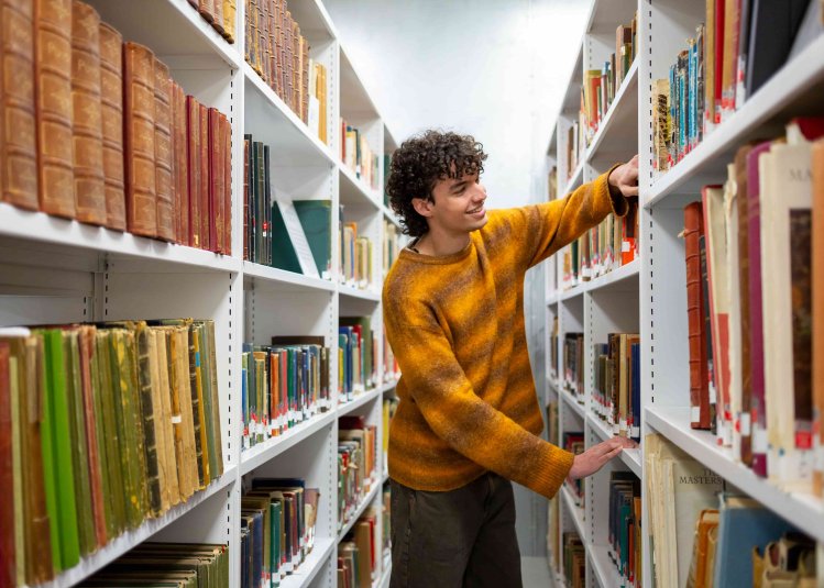 Student in the library