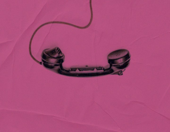 Image of a illustrated phone in black against a dark pink background