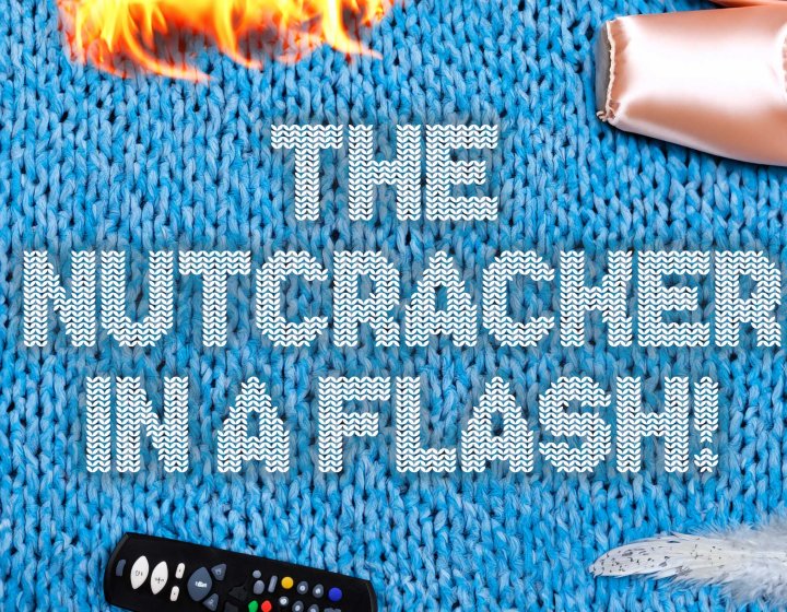 An illustrative image in the style of a Christmas jumper with the text The Nutcracker In A Flash in the centre