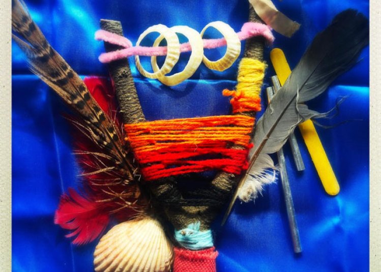 A collection of items crafted into a piece of art