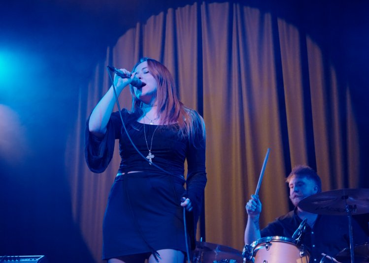A woman singing