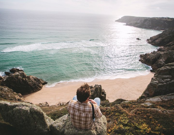 Student on cliffs