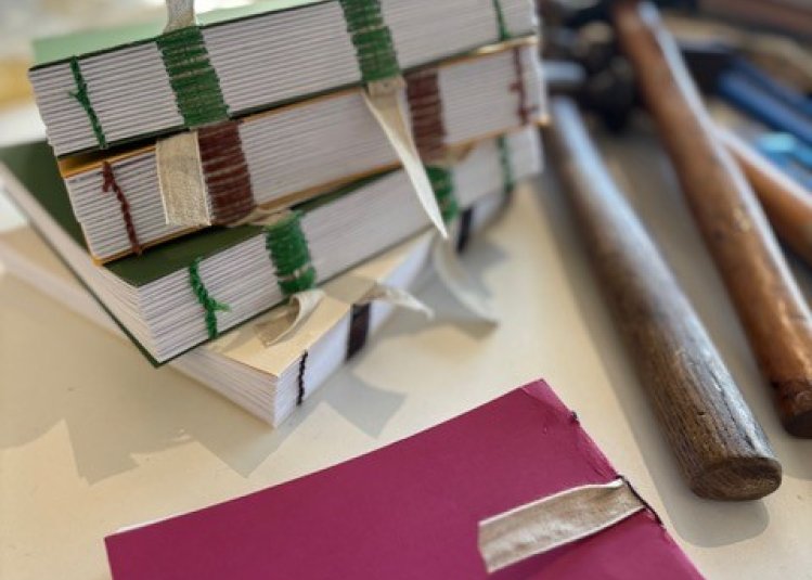 Cloth books in process of being restored
