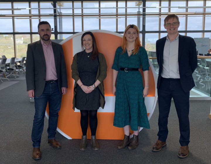 (l-r) Hamish McAlpine, Natalie and Corin from Kevri and Falmouth University's Robin Kirby