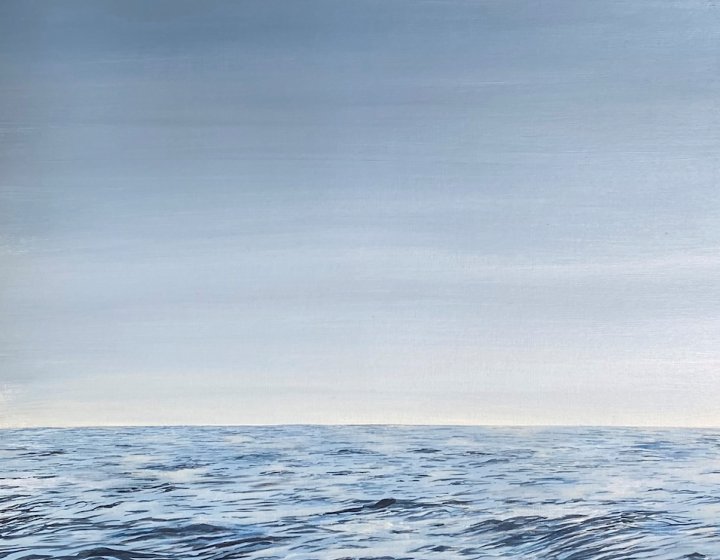 Print of a full moon over a seascape