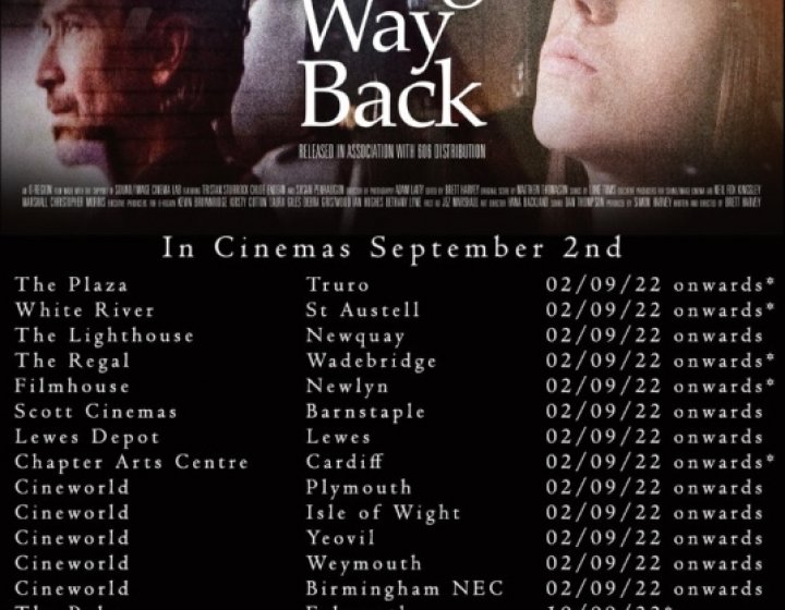 a poster listing screenings for the film 'Long Way Back'
