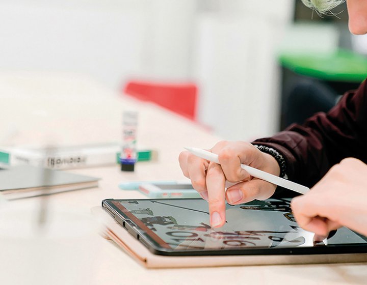 Student working on tablet