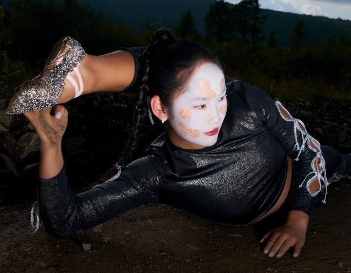 A woman in a leotard