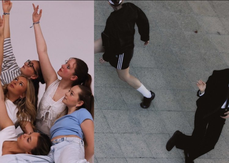 2 different images of the double bill dancer performance of Company Fides and Company Itch. Both show dancers performing