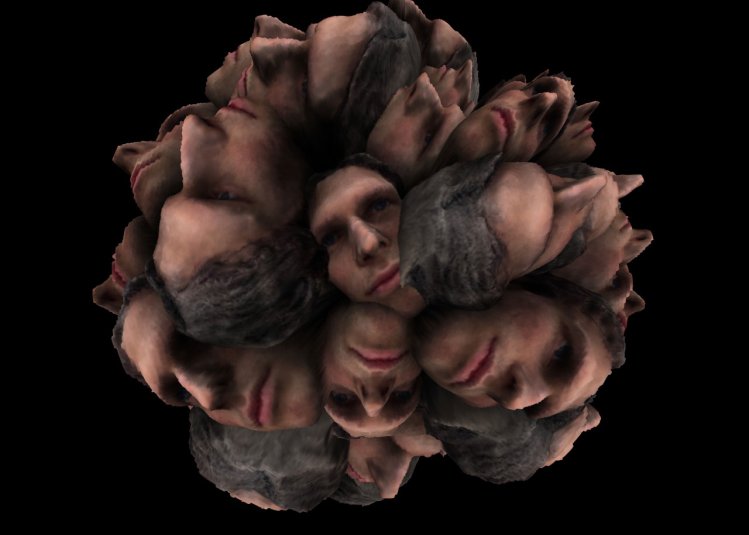 A blurred image of someones head repeated multiple times