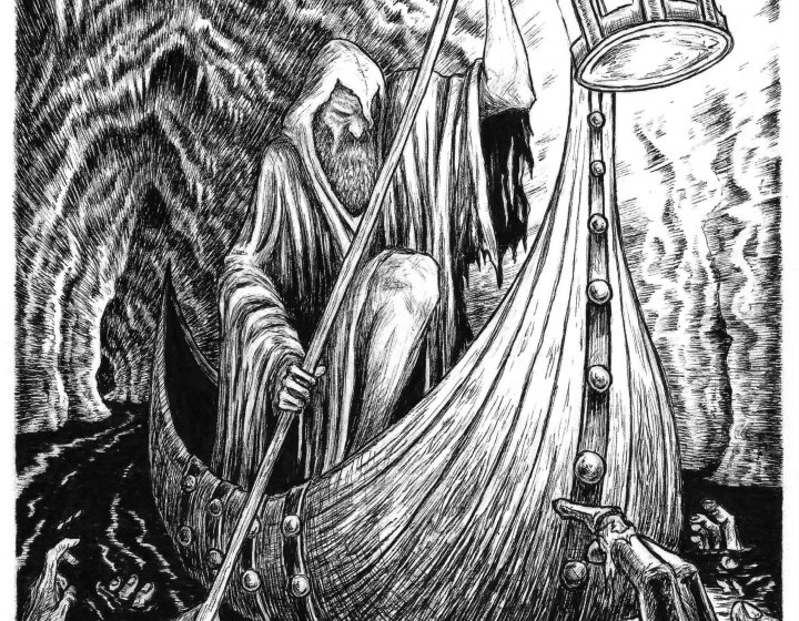 A pen and ink illustration