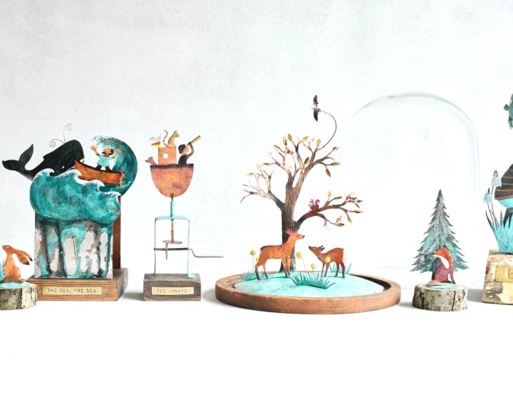 A group photo of copper automata made by Esther Smith