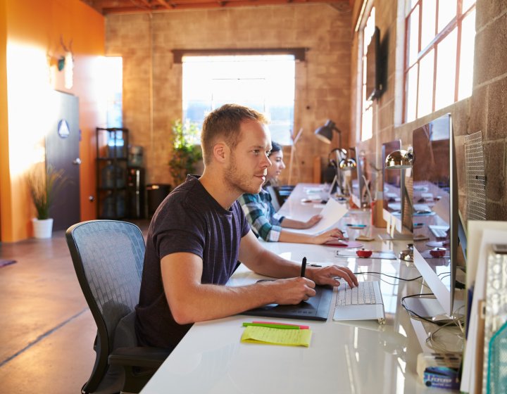 Student studying canva short course
