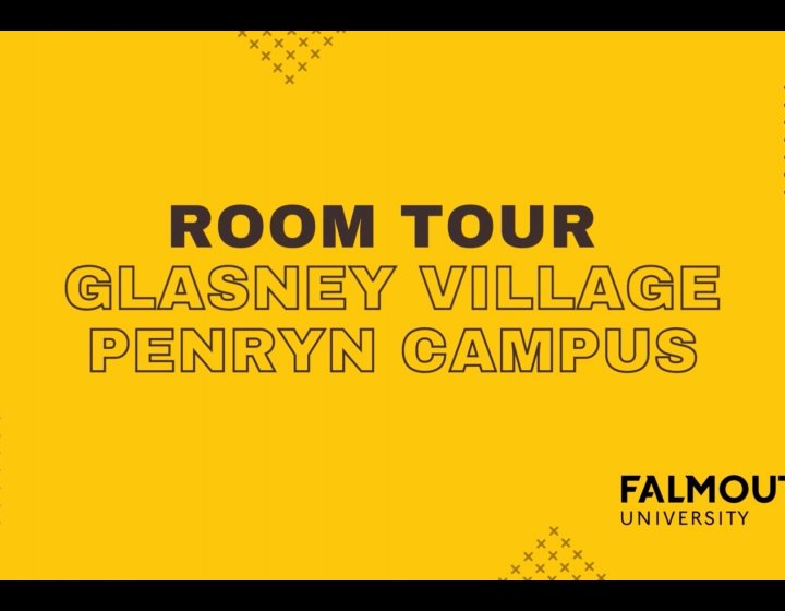 A title slide reads "Room Tour Glasney Village Penryn Campus"
