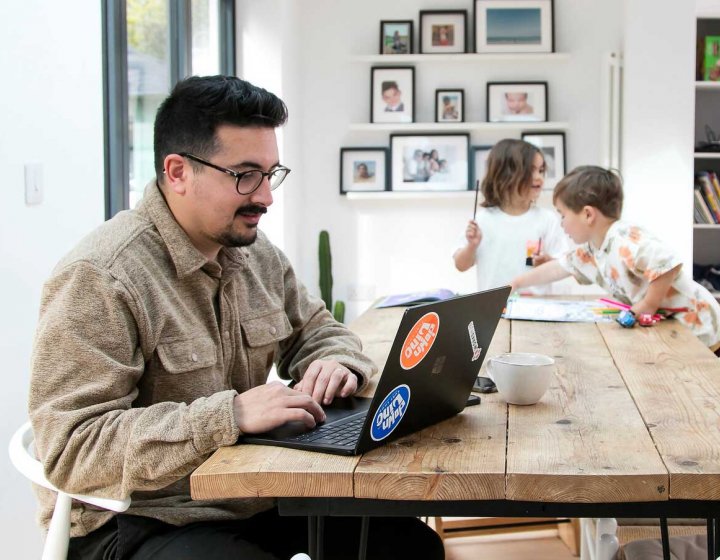 Student working on a laptop