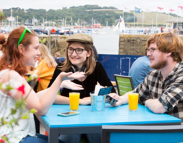 Students at harbour