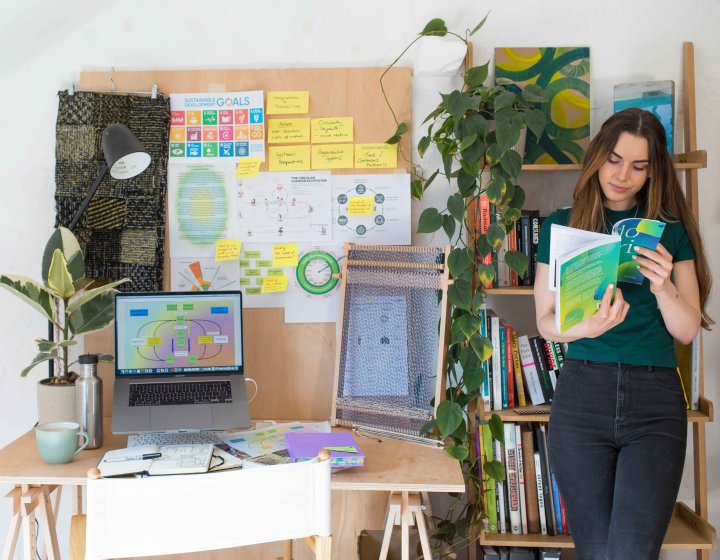 Sustainable Fashion student in their studio