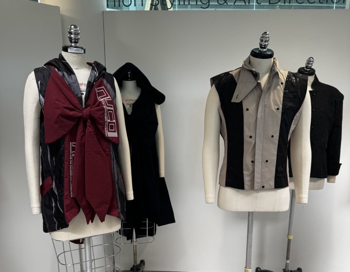 Four jackets on mannequins
