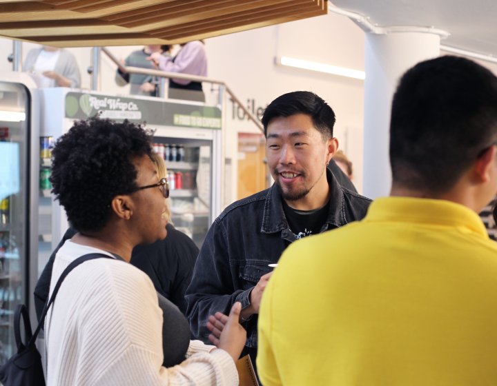 International students chatting in a group