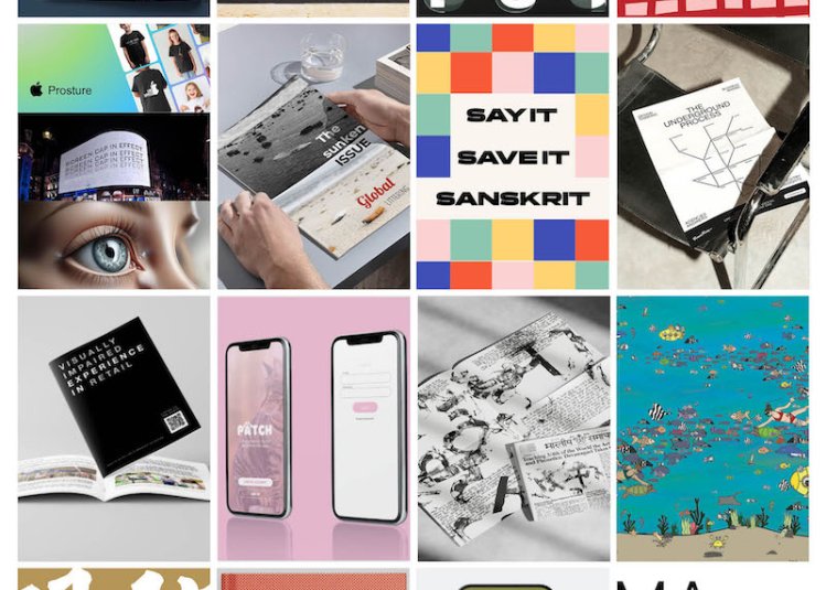 Montage of student work from Falmouth University's Communication Design MA