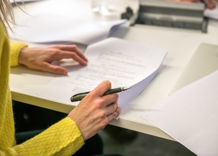Person writing a script