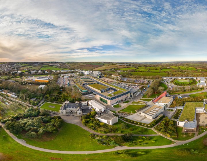 Penryn campus aerial shot Falmouth University