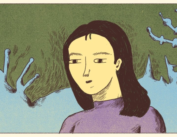 An illustration of a woman with long hair