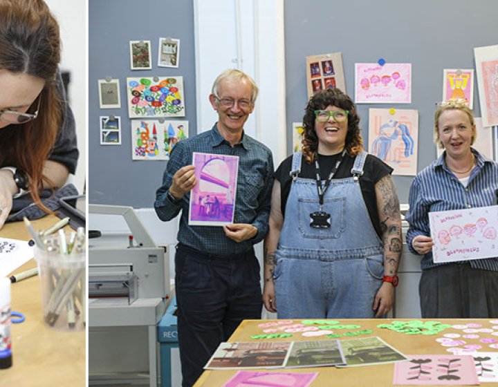 Students working on the risograph print short course