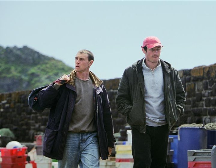 George Mackay and Callum Turner on set of the Rose of Nevada