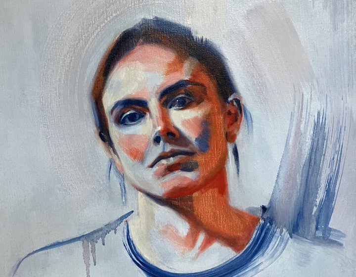 Self portrait in oil by Emily Roberts