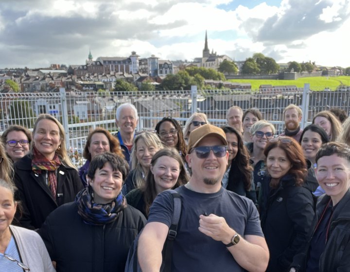 A group of staff and students from Falmouth University's online Fine Art MA