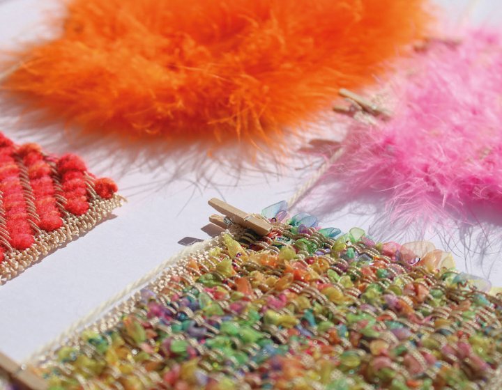 Samples of textiles in different colours