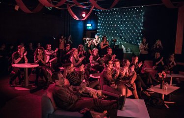 Audience members at burlesque night hosted by Creative Event Management students