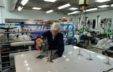 Staff at Falmouth making PPE