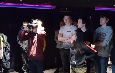 Games Academy students using virtual reality kit