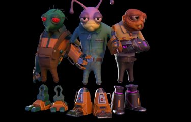 Game art from Inifinite Bounty. Characters are a selection of aliens 