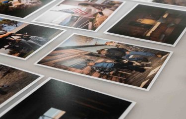 Spread of colour photos with American people and flag