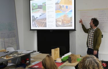 Tom Jubb presenting to BA Architecture students
