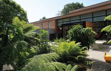 Exterior of Falmouth campus design building.