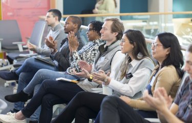 Audience at pitch in the pad