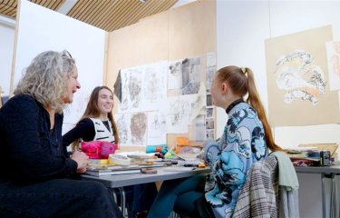 Students in the studio