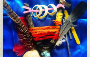 A collection of items crafted into a piece of art