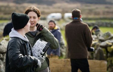 Students on a production shoot for film Enys Men